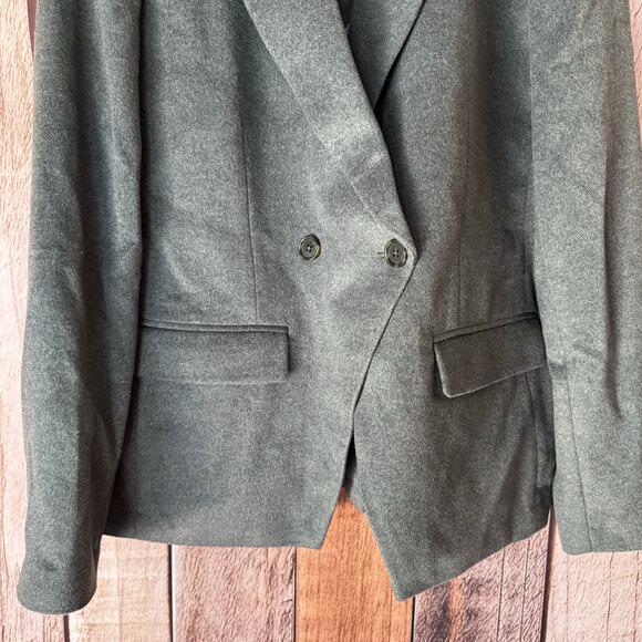 J. Crew Blazer Devon in Drapey Flannel Gray Double Breasted Wool Blend Size 14 - Picture 4 of 9